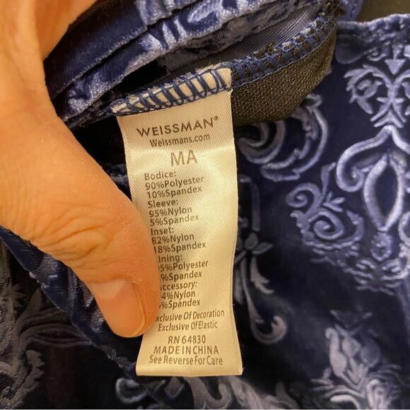 WEISSMAN Dance costume blue poet sleeve rhinestone Heathens 10861 adult MA - Picture 8 of 10